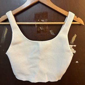 White Aritzia Babaton Sculpt Knit Squareneck Cropped Tank